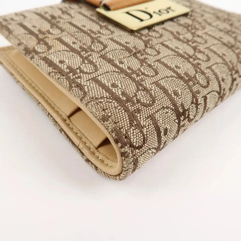 ❤️Authentic Cristian Dior Trotter Canvas Leather Bifold Card Case❤️